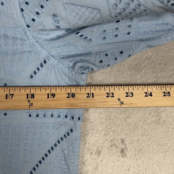 RALPH‎ LAUREN Black Label Eyelet Shirt Sz M Blue Cotton Long Sleeve Button Up - Picture 4 of 9